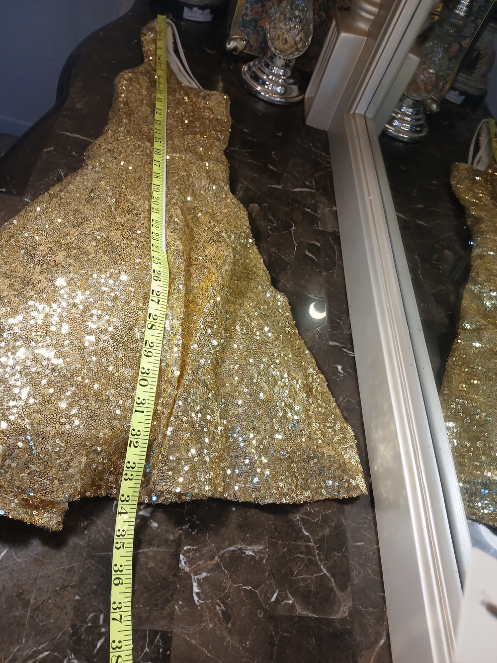 B Darlin Gold Sequin Fit-and-Flare Mini Dress - Picture 9 of 13